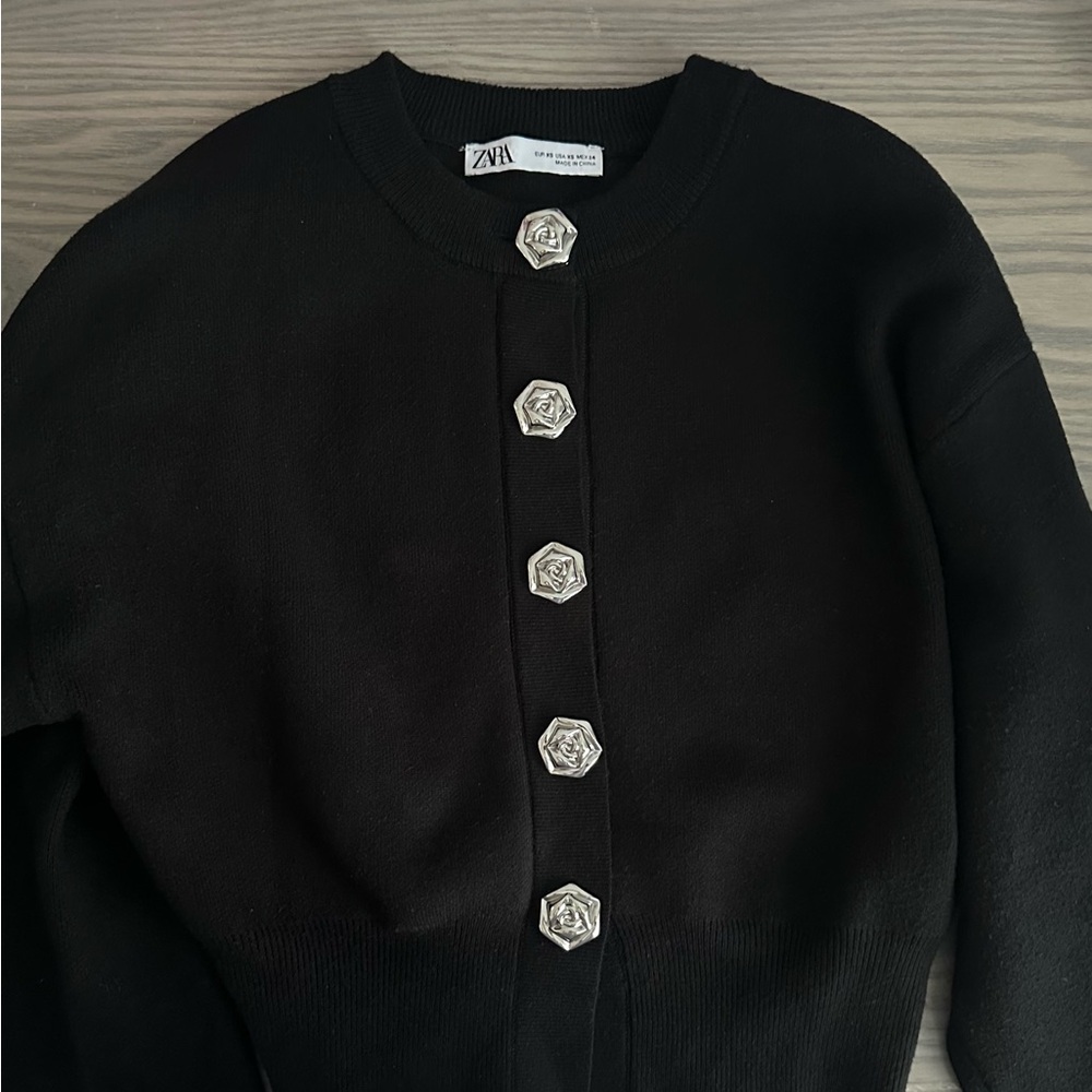 ZARA WOMENS METAL BUTTON KNIT CARDIGAN - Picture 8 of 8